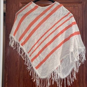 Sweet sinful striped coral- cream poncho
